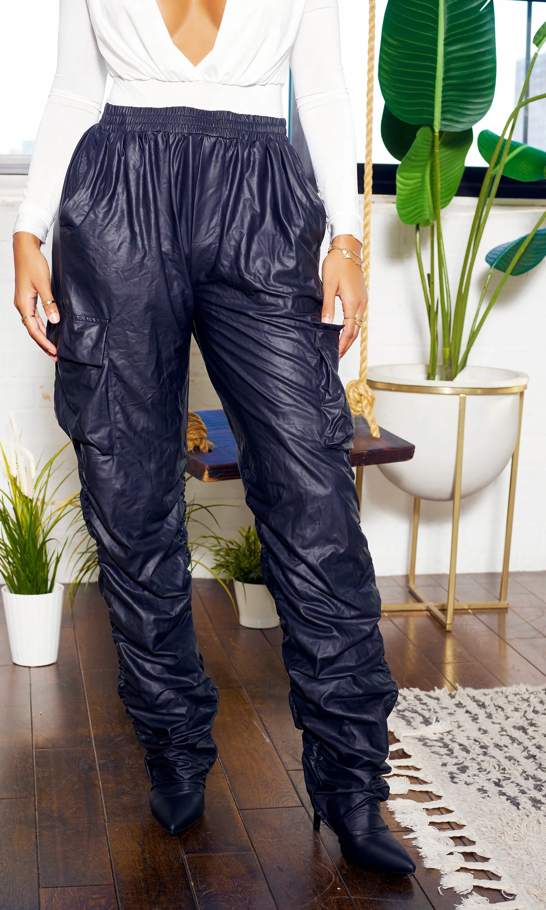 Metallic Scrunge Pants Boots | Black FINAL SALE