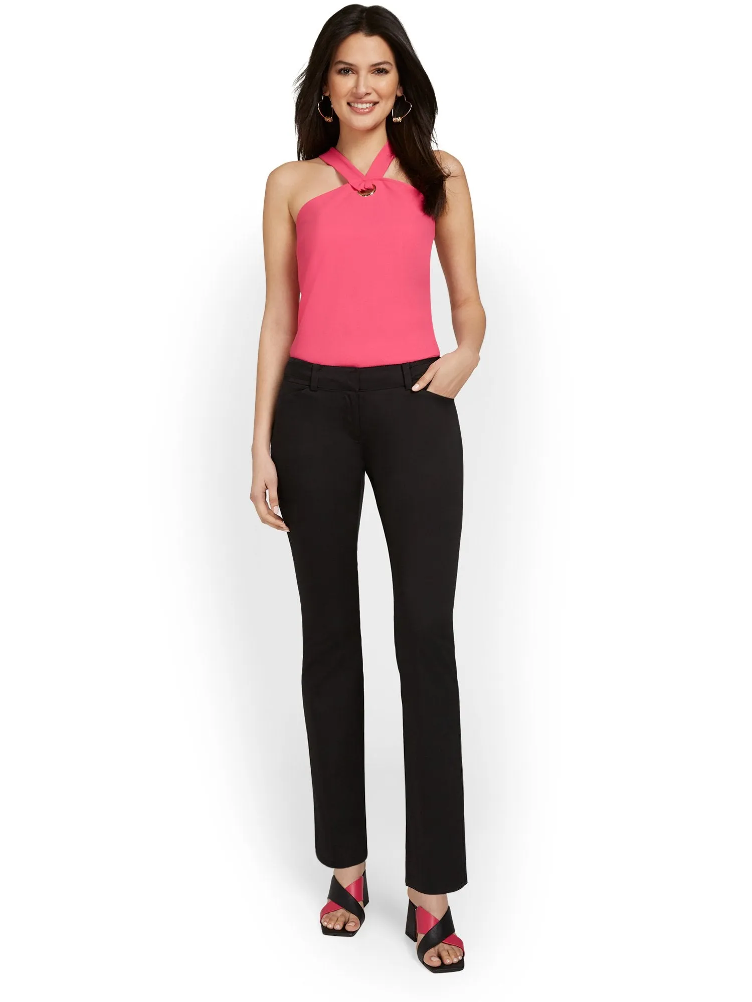 Mid-Rise Straight-Leg Pant