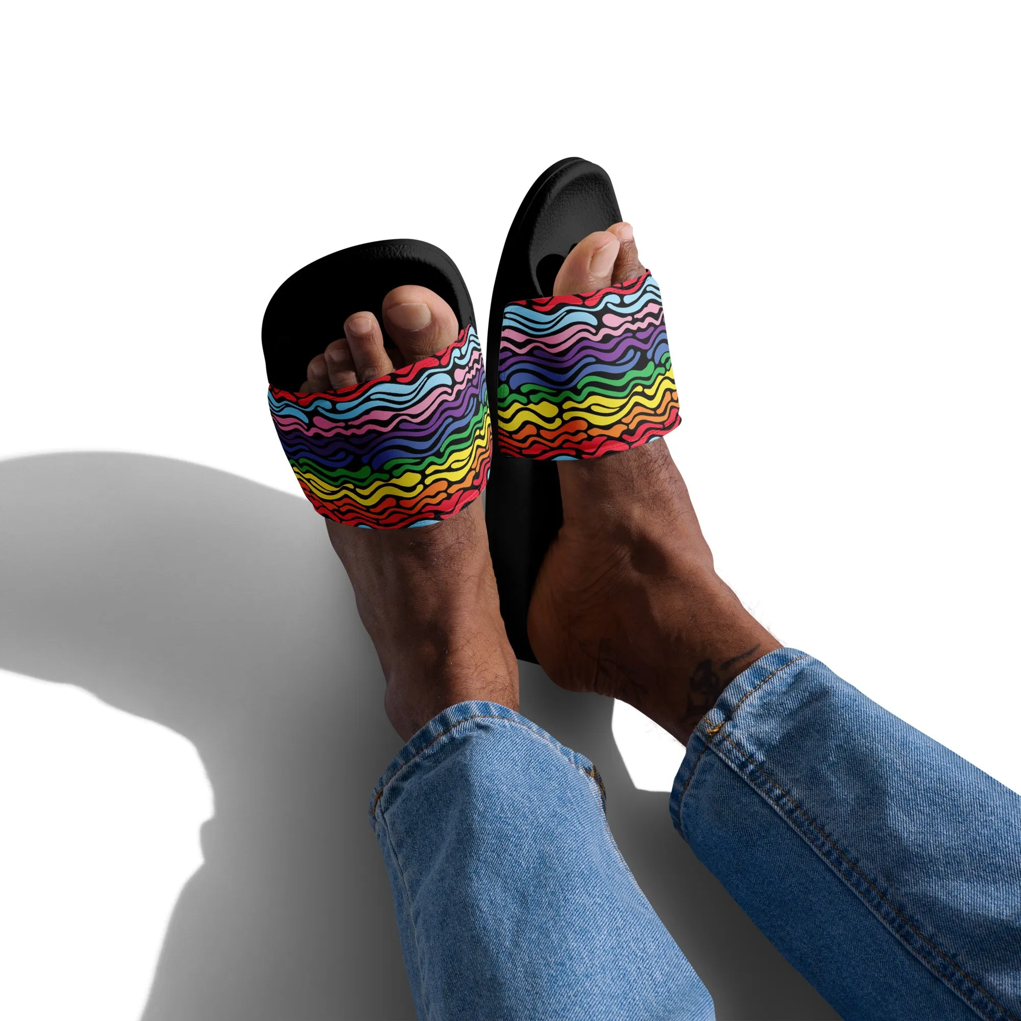 Modern Rainbow Wave Men’s slides