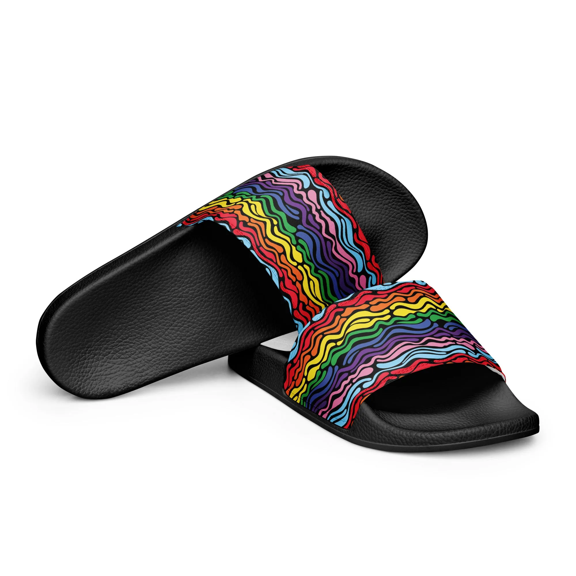 Modern Rainbow Wave Men’s slides