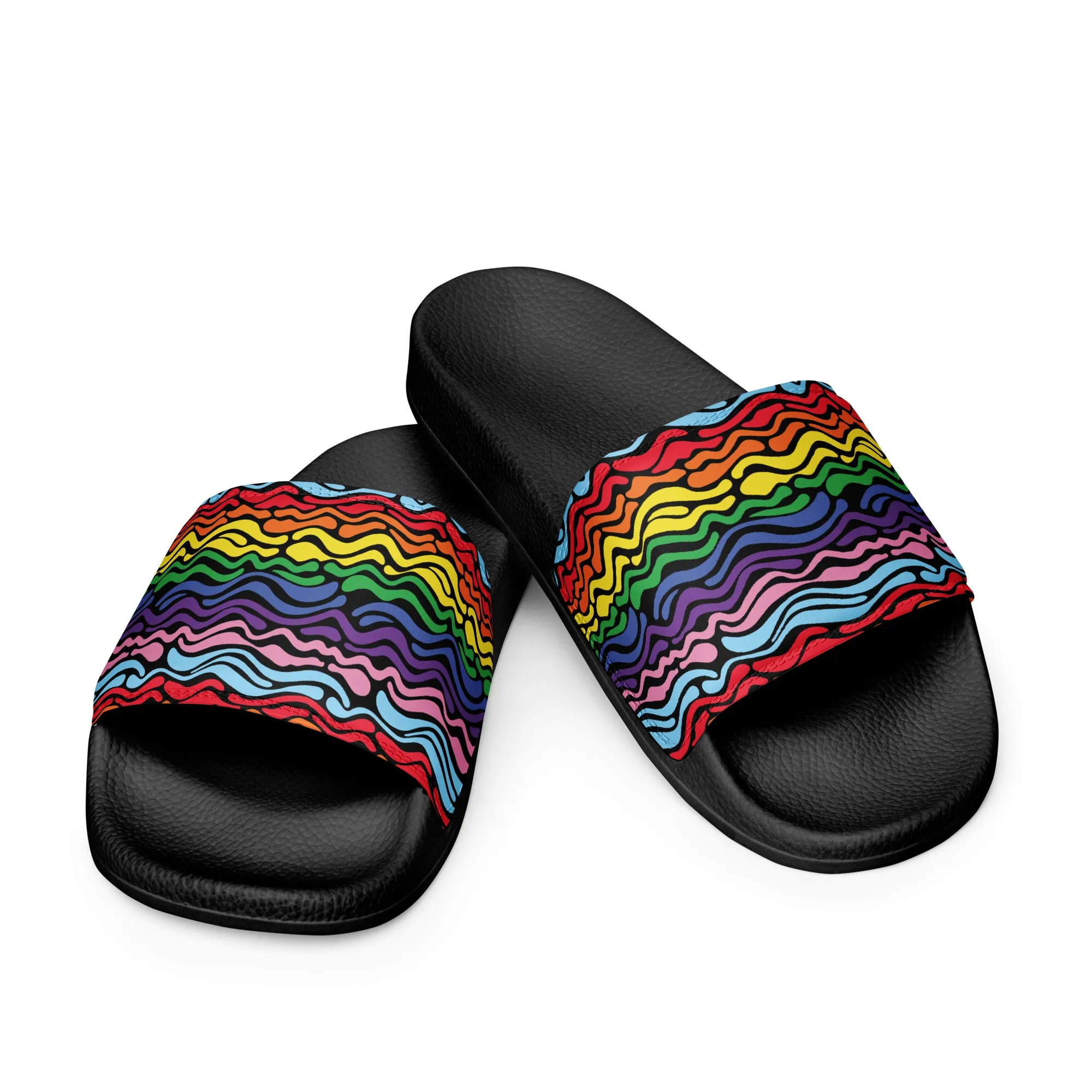 Modern Rainbow Wave Men’s slides