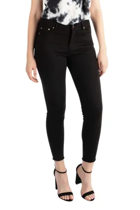 Mona - Basic Hi Waist Skinny Crop Pants In Black