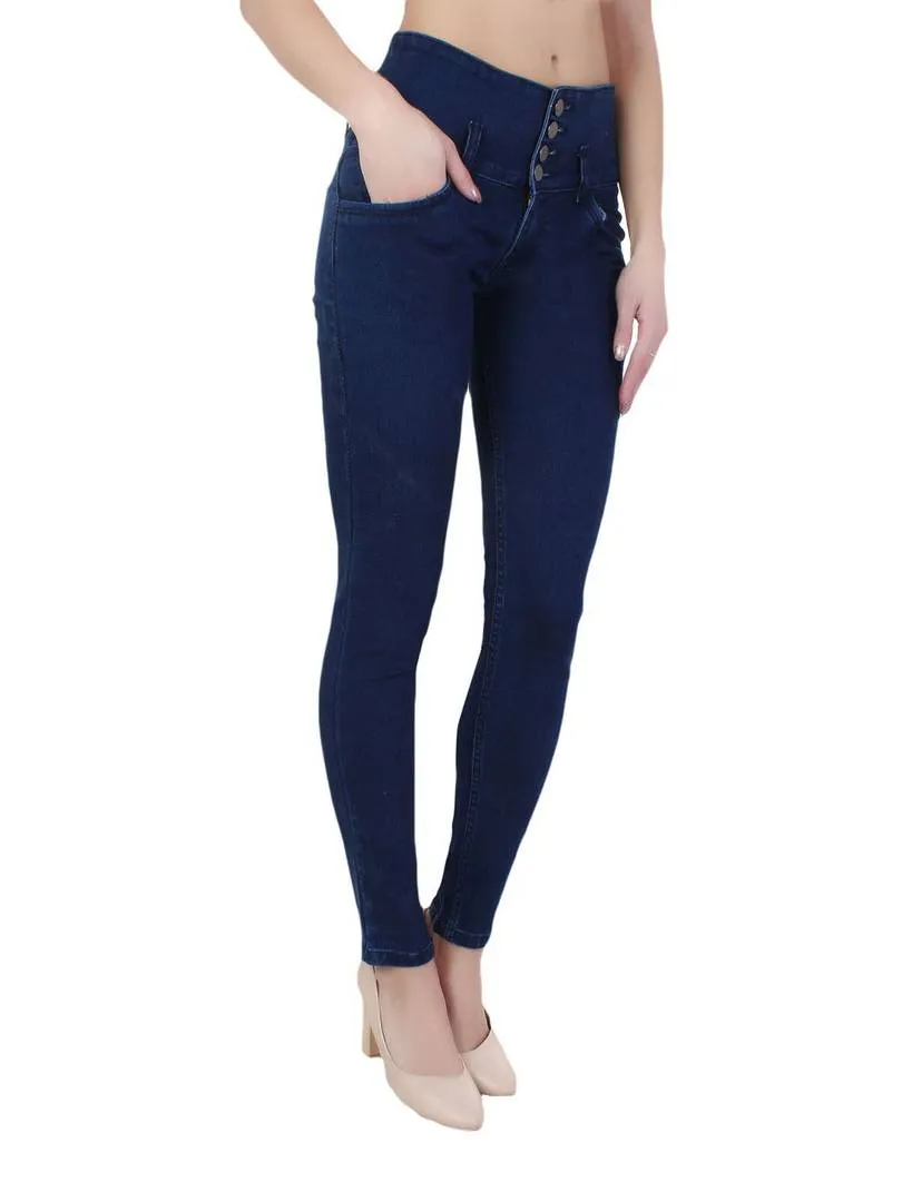 Navy Blue Regular Fit Mid-Rise Jeans