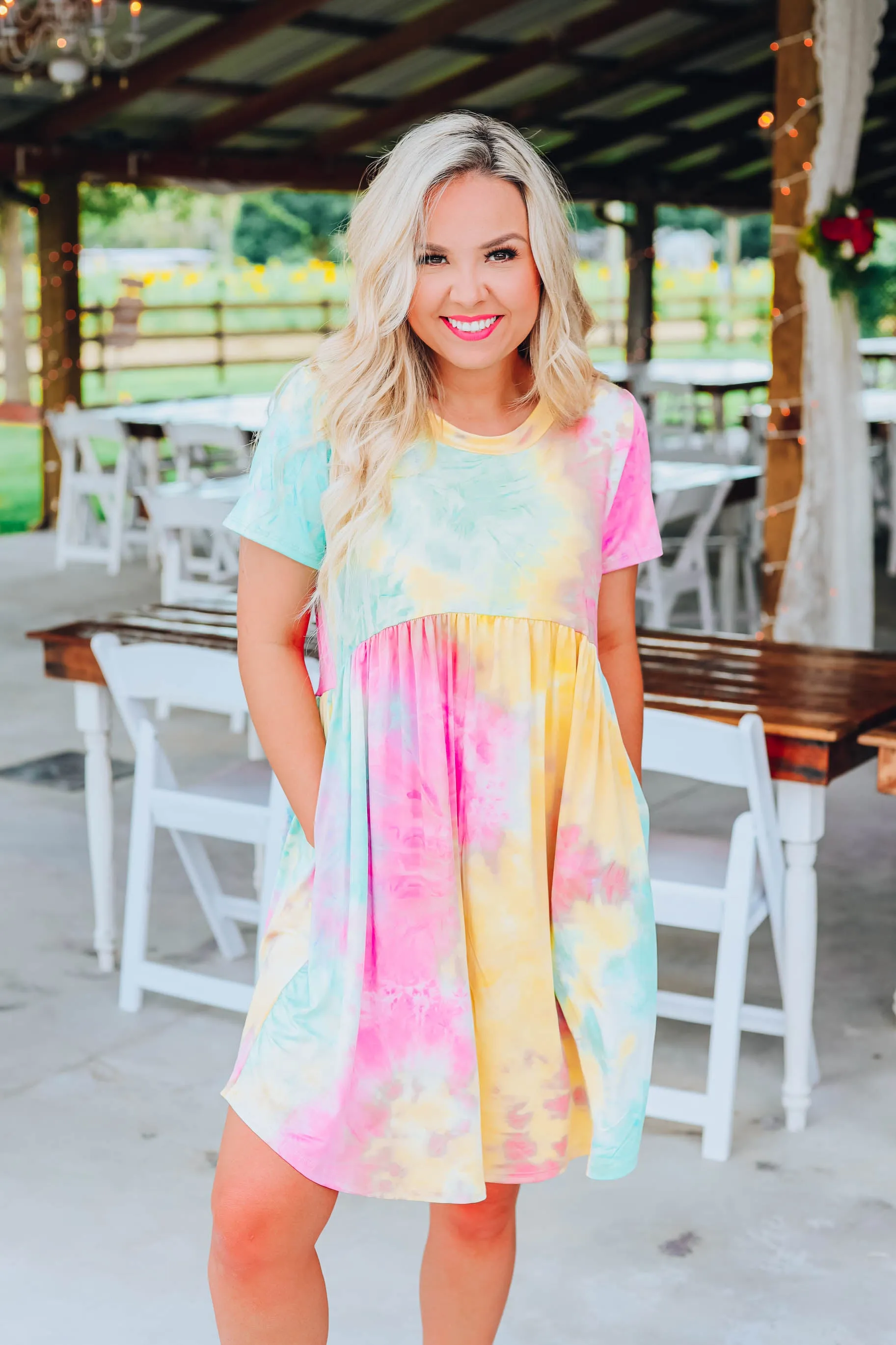 Neon Rainbow Baby Doll Dress S-3X