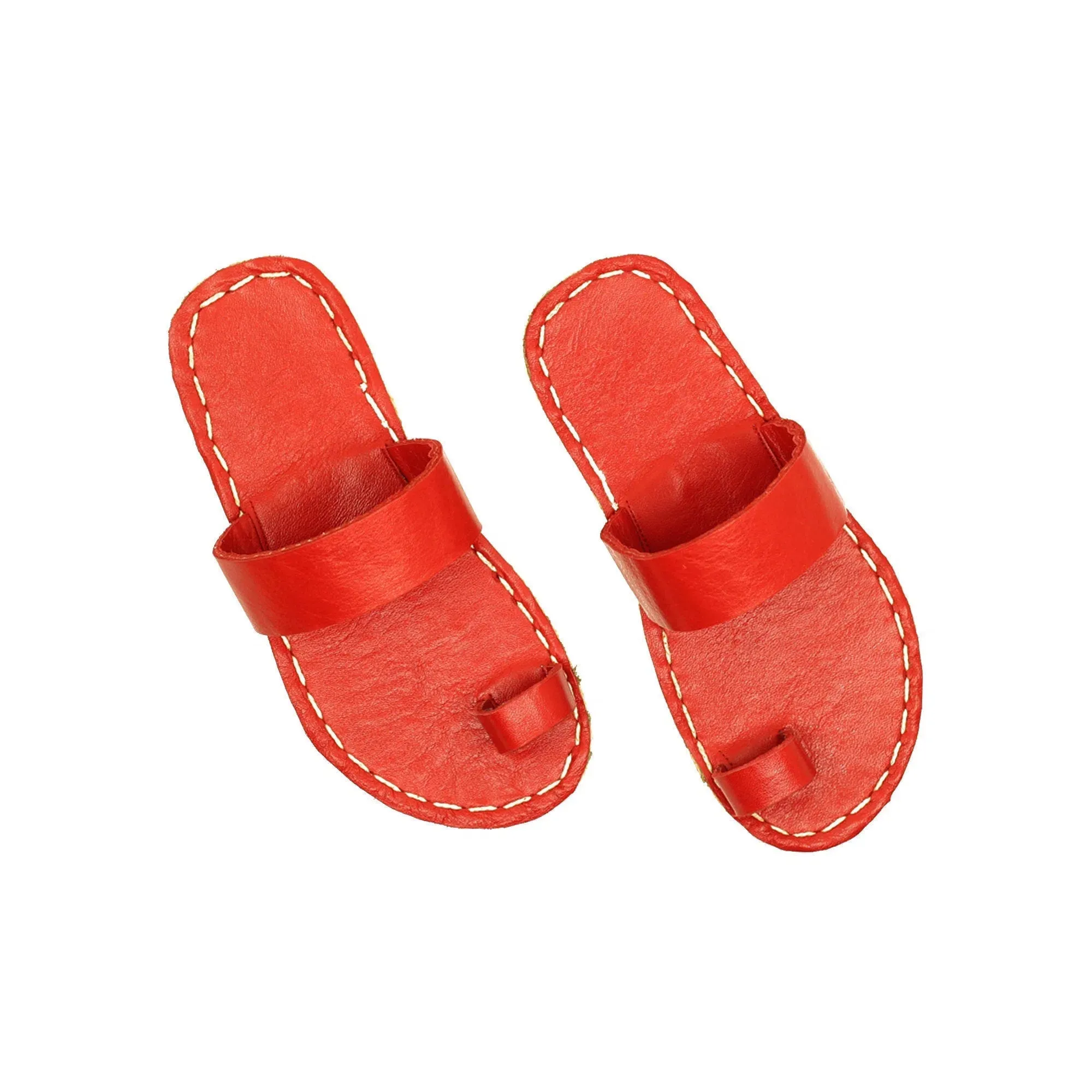 One-toe Leather Slipper for Women- Red