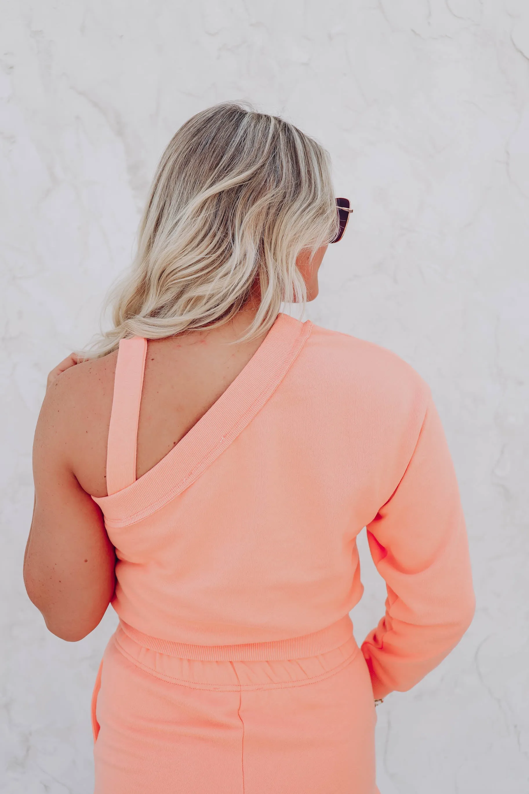 Ovida One Shoulder Crop Top - Apricot