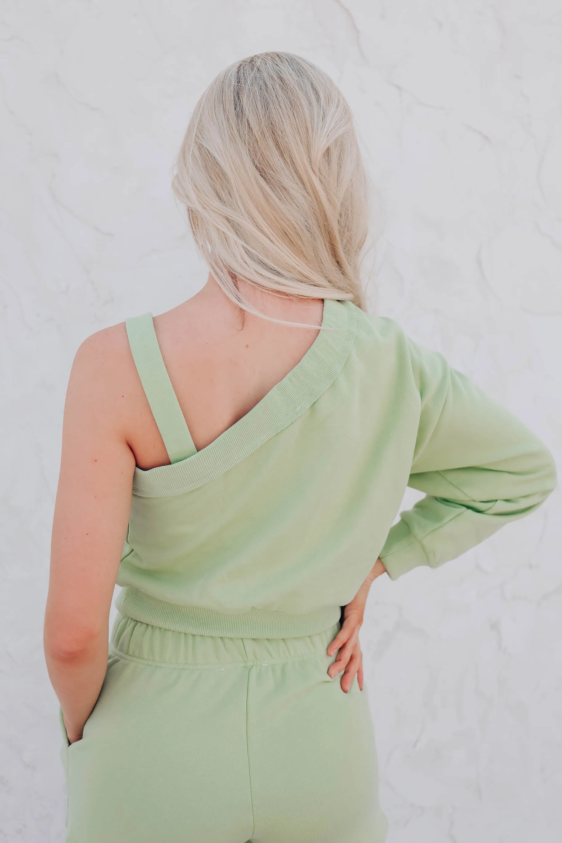 Ovida One Shoulder Crop Top - Lime