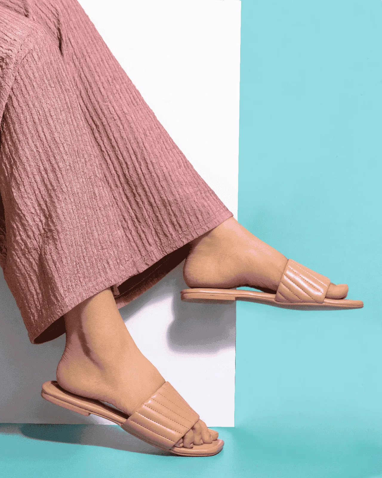 Peachy Furrowed Flats