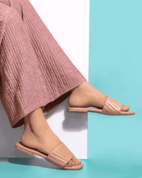 Peachy Furrowed Flats