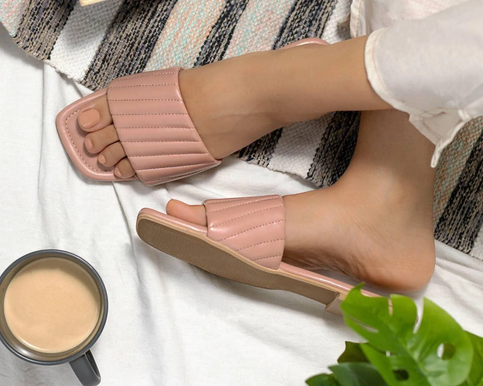 Peachy Furrowed Flats