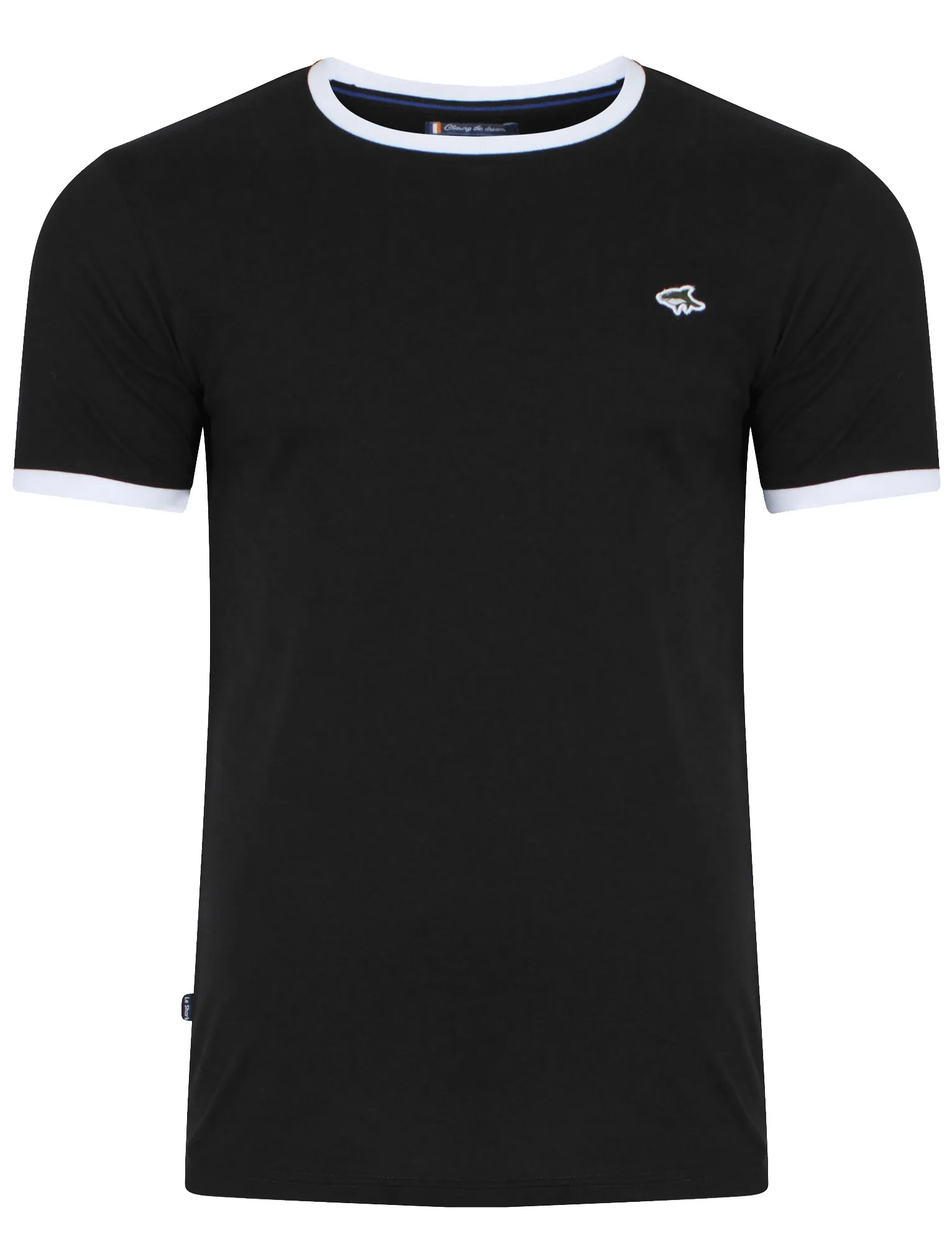 Petersham Contrast Trim Ringer T-Shirt in Black - Le Shark