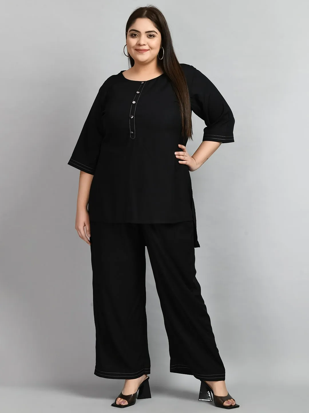 Plus Size Anchor Black Co-ord Set