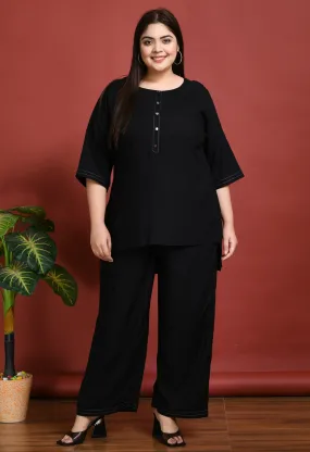 Plus Size Anchor Black Co-ord Set