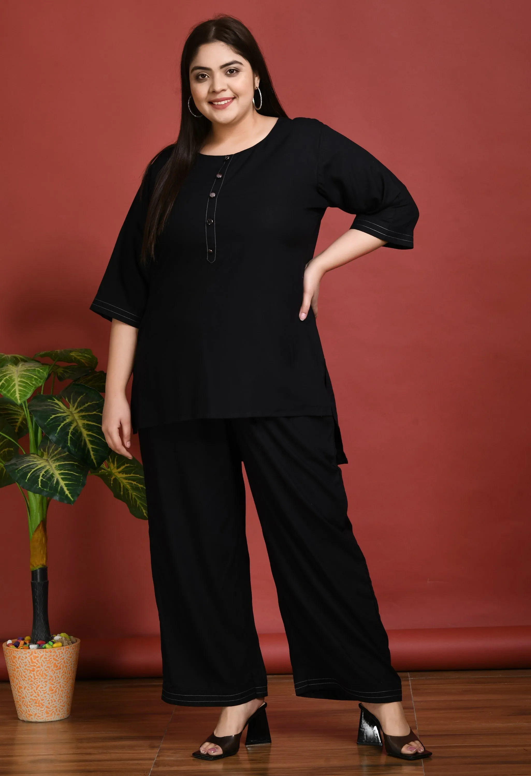 Plus Size Anchor Black Co-ord Set