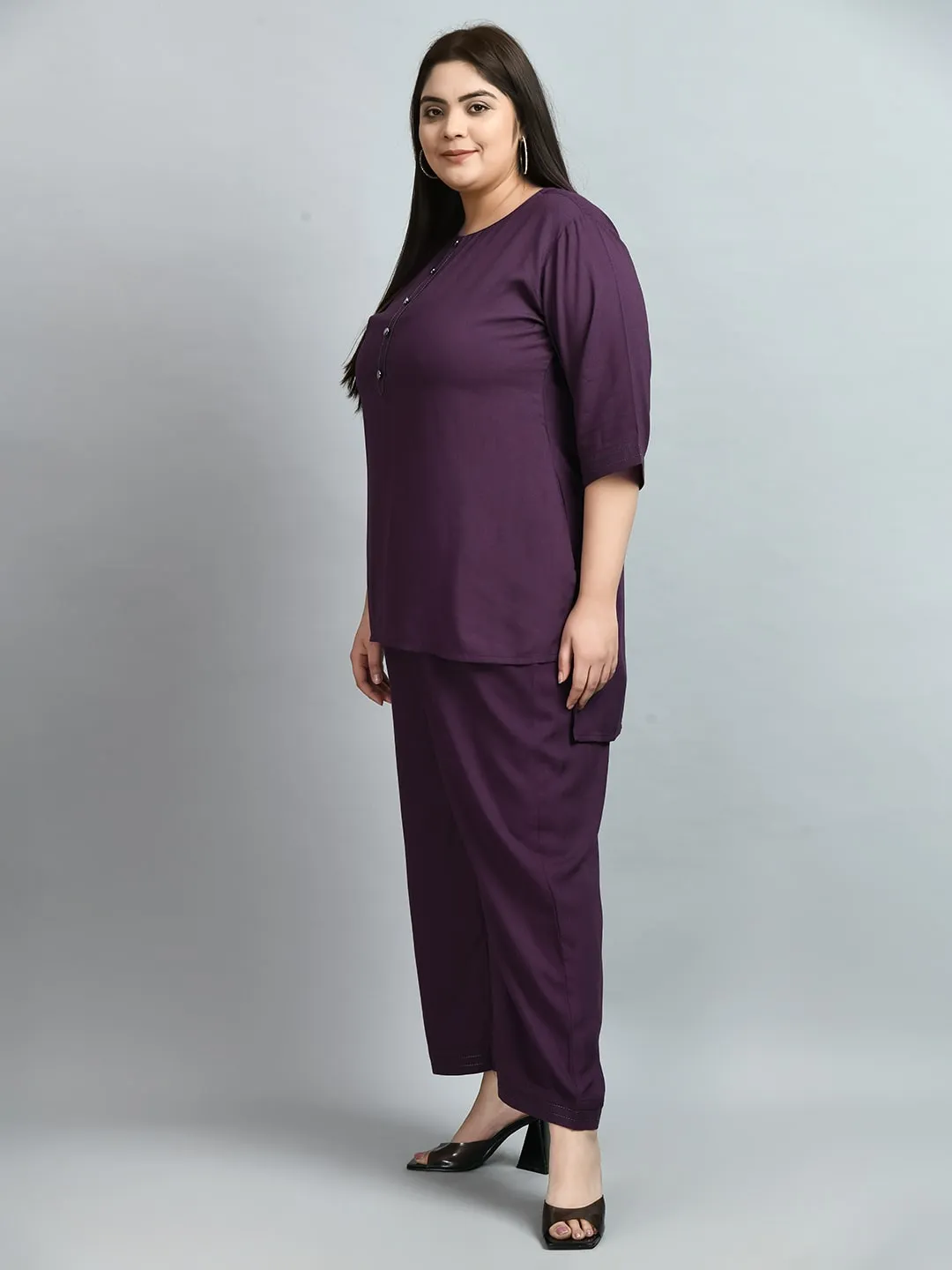 Plus Size Anchor Purple Co-ord Set