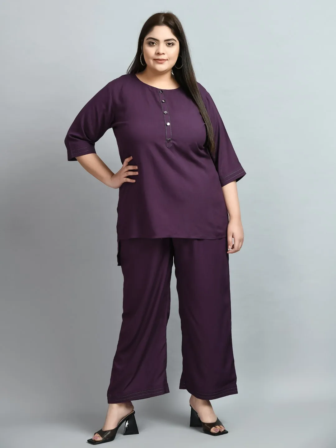 Plus Size Anchor Purple Co-ord Set