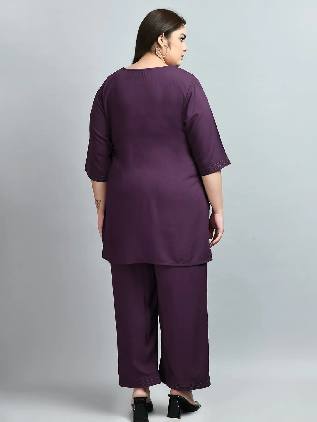 Plus Size Anchor Purple Co-ord Set