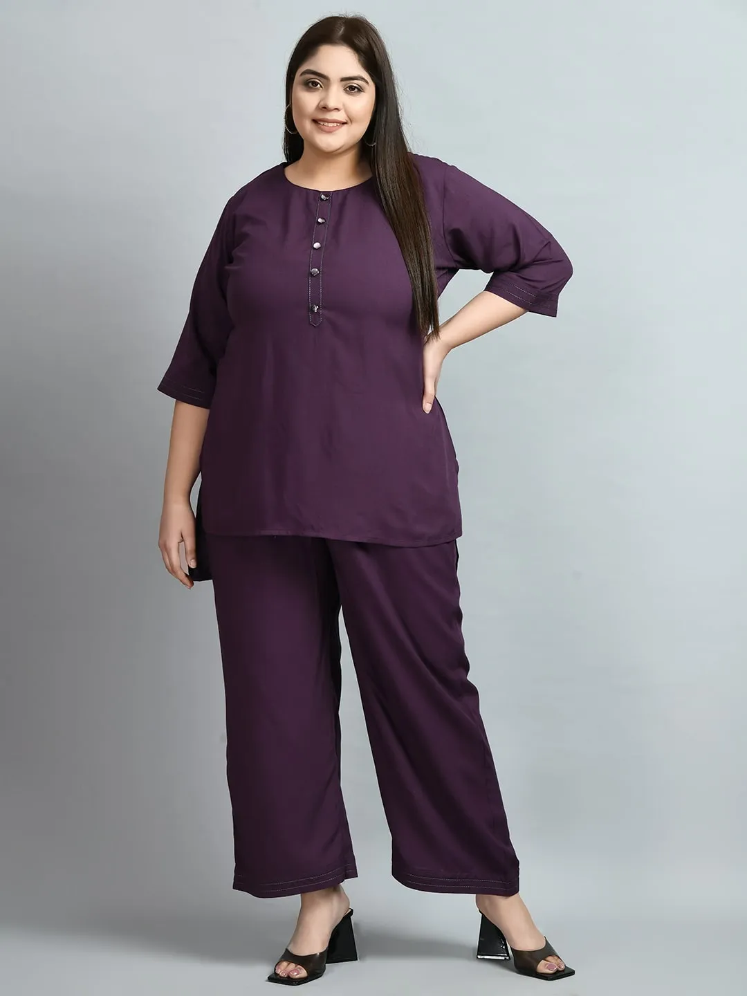 Plus Size Anchor Purple Co-ord Set