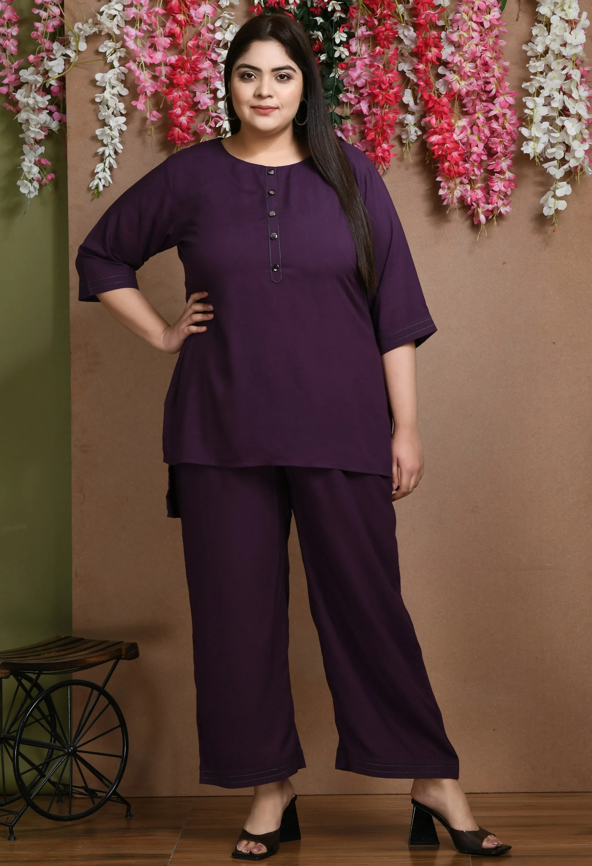 Plus Size Anchor Purple Co-ord Set