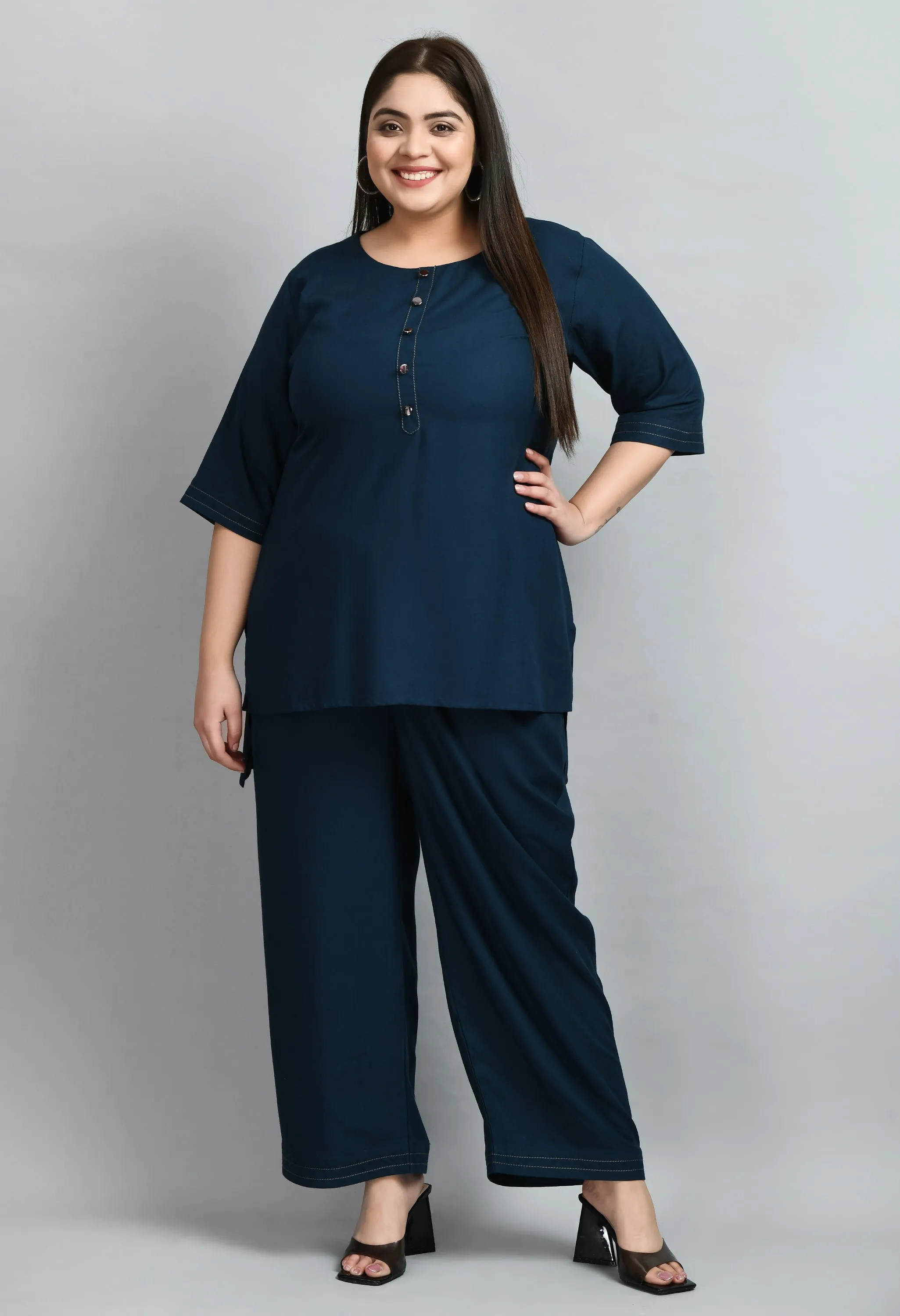 Plus Size Anchor Teal Co-ord Set