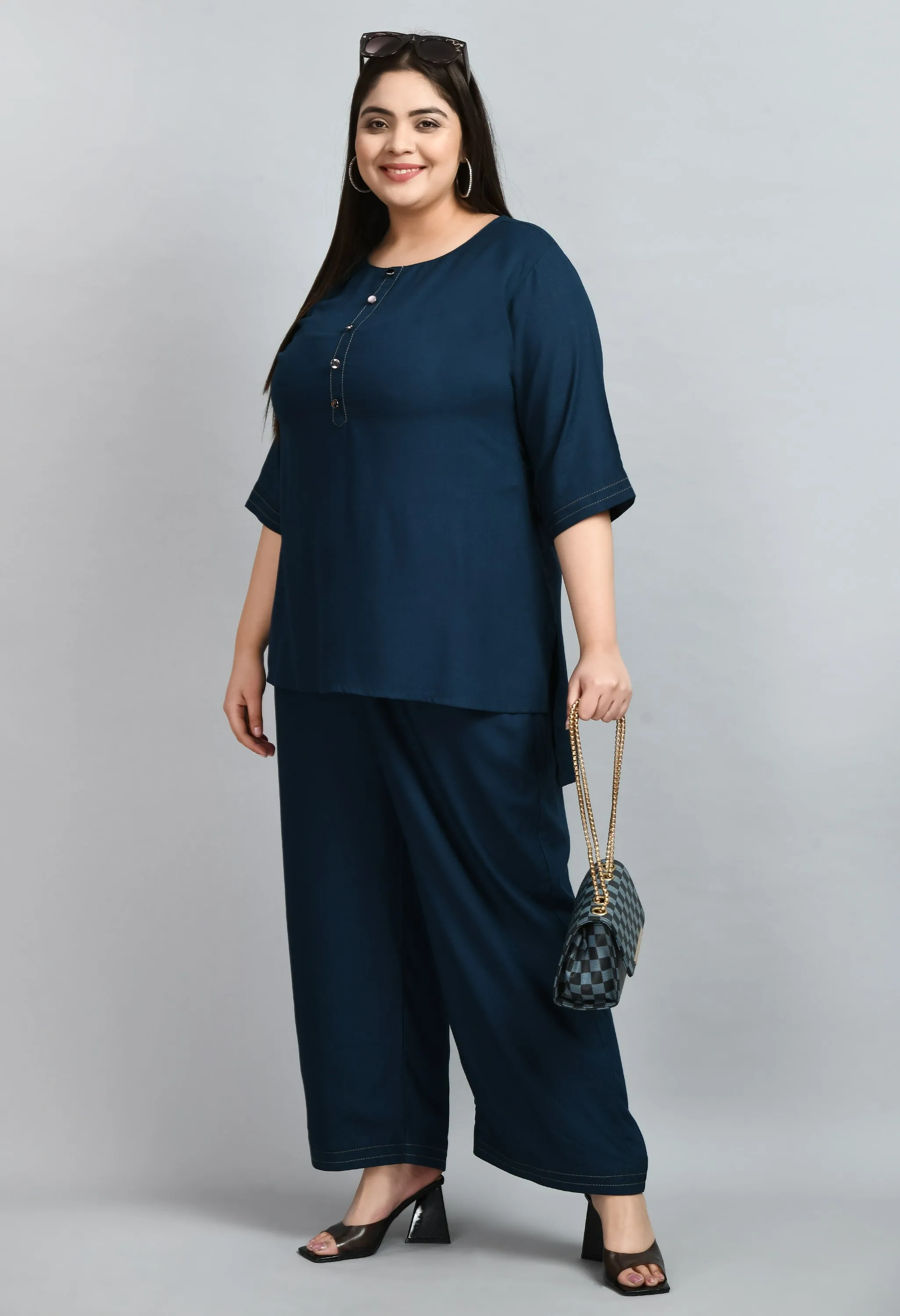 Plus Size Anchor Teal Co-ord Set