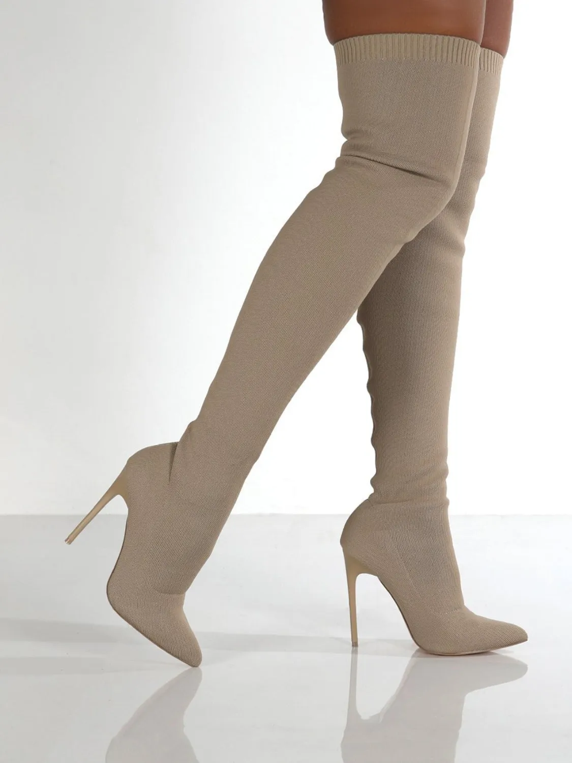 Point Toe Over Knee Stiletto Boots