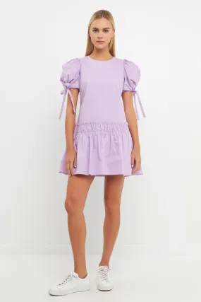 Poplin Ruffle Dress with Tied Detail