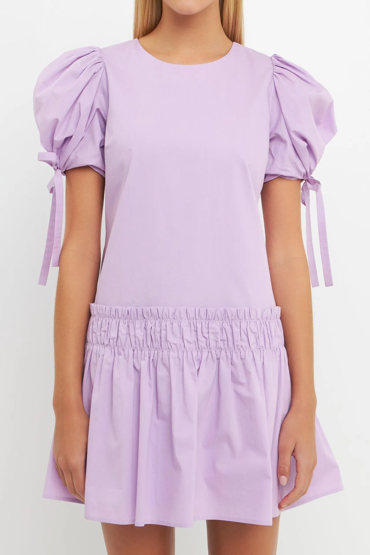 Poplin Ruffle Dress with Tied Detail