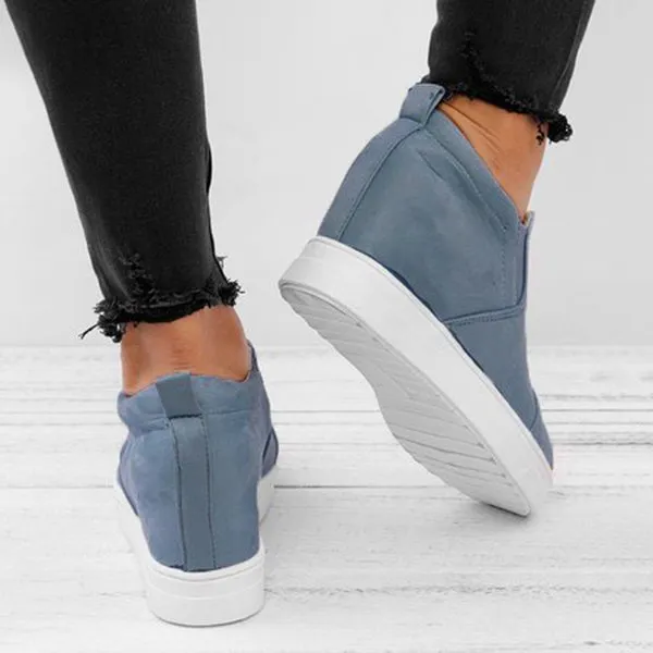 Purpdrank - Women Faux Suede Wedge heel Sneakers Slip on Breathable Shoes