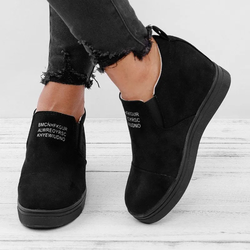 Purpdrank - Women Faux Suede Wedge heel Sneakers Slip on Breathable Shoes