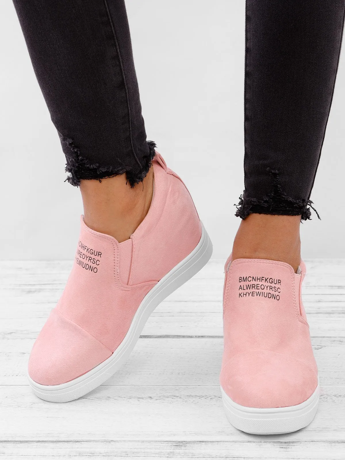 Purpdrank - Women Faux Suede Wedge heel Sneakers Slip on Breathable Shoes