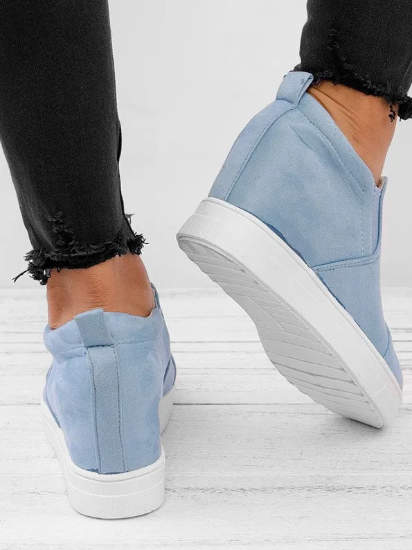 Purpdrank - Women Faux Suede Wedge heel Sneakers Slip on Breathable Shoes