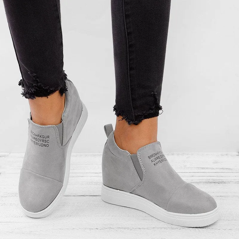 Purpdrank - Women Faux Suede Wedge heel Sneakers Slip on Breathable Shoes