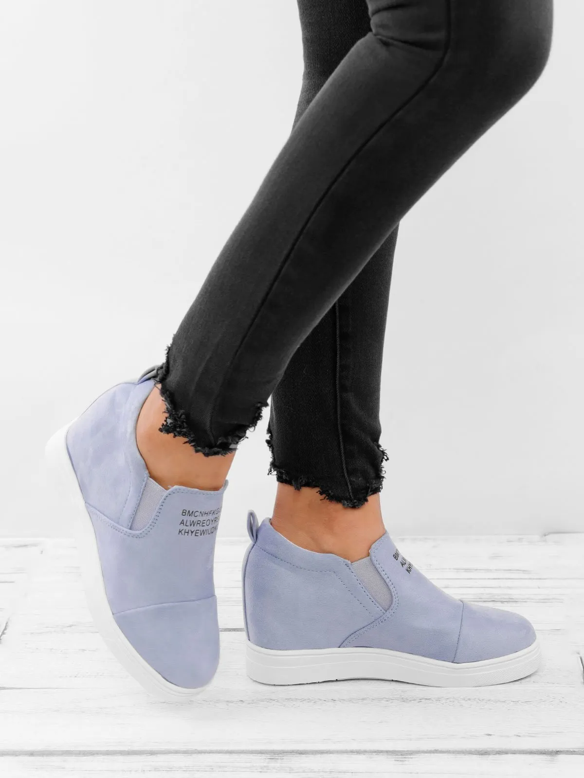 Purpdrank - Women Faux Suede Wedge heel Sneakers Slip on Breathable Shoes