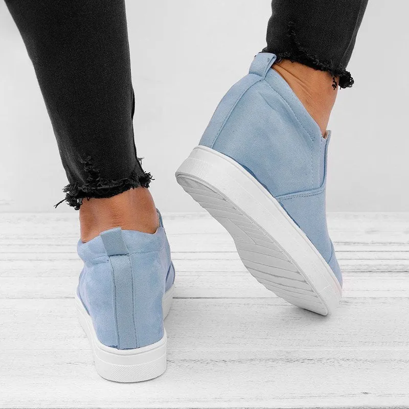 Purpdrank - Women Faux Suede Wedge heel Sneakers Slip on Breathable Shoes