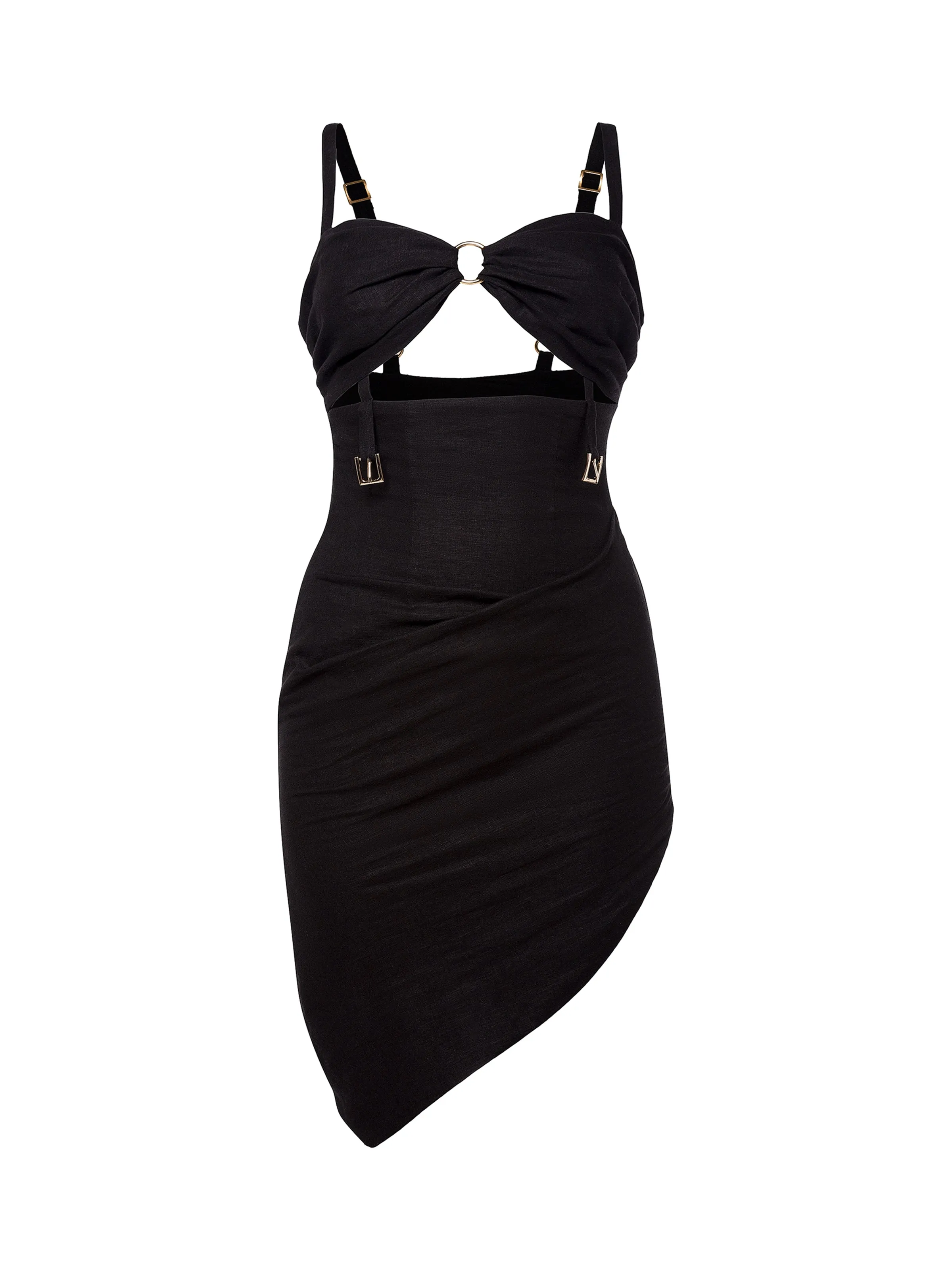 RAISA black linen cut-out dress