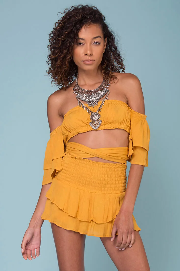 Rhea Top and Skort Set Mustard