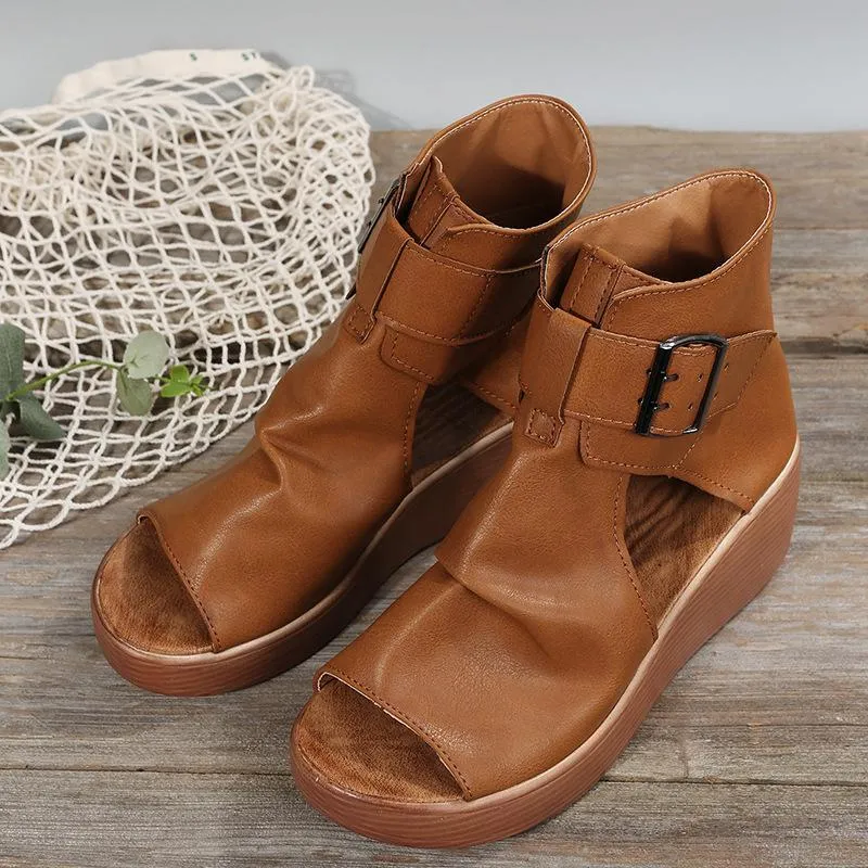 Roman wedge high top fishmouth sandals