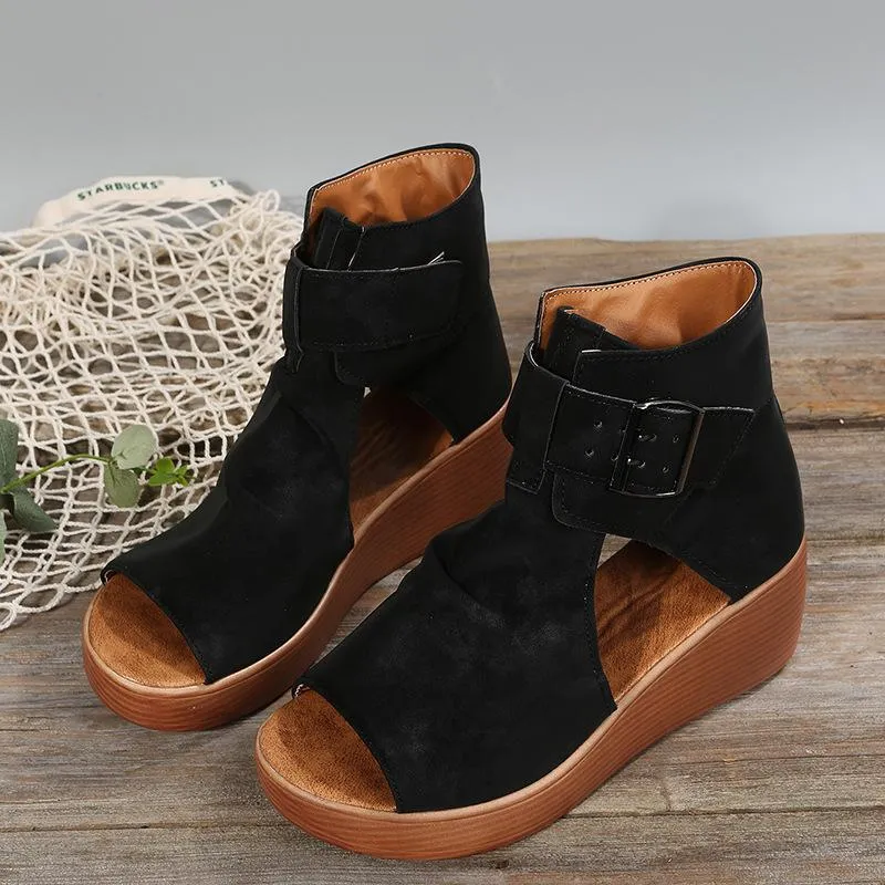 Roman wedge high top fishmouth sandals