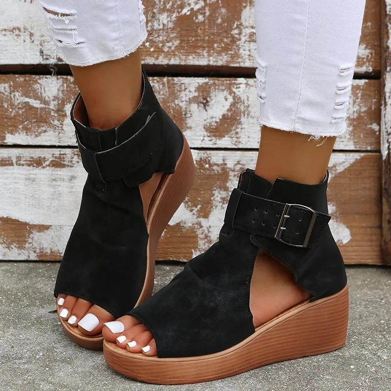 Roman wedge high top fishmouth sandals