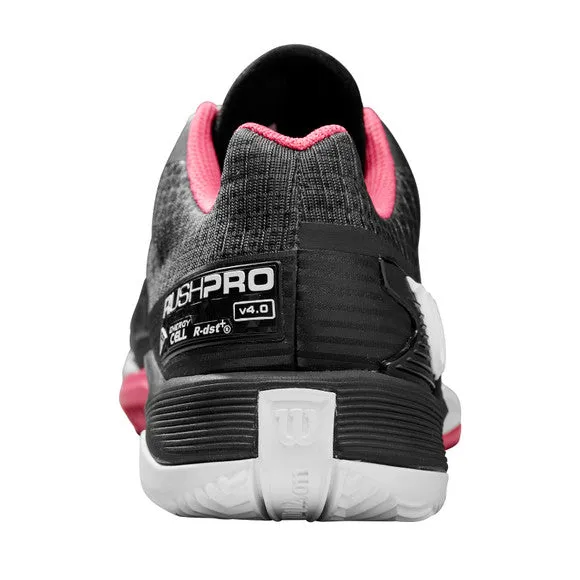 Rush Pro 4.0 Clay Court Tennis Shoes (Ladies) - Black/Hot Pink/White