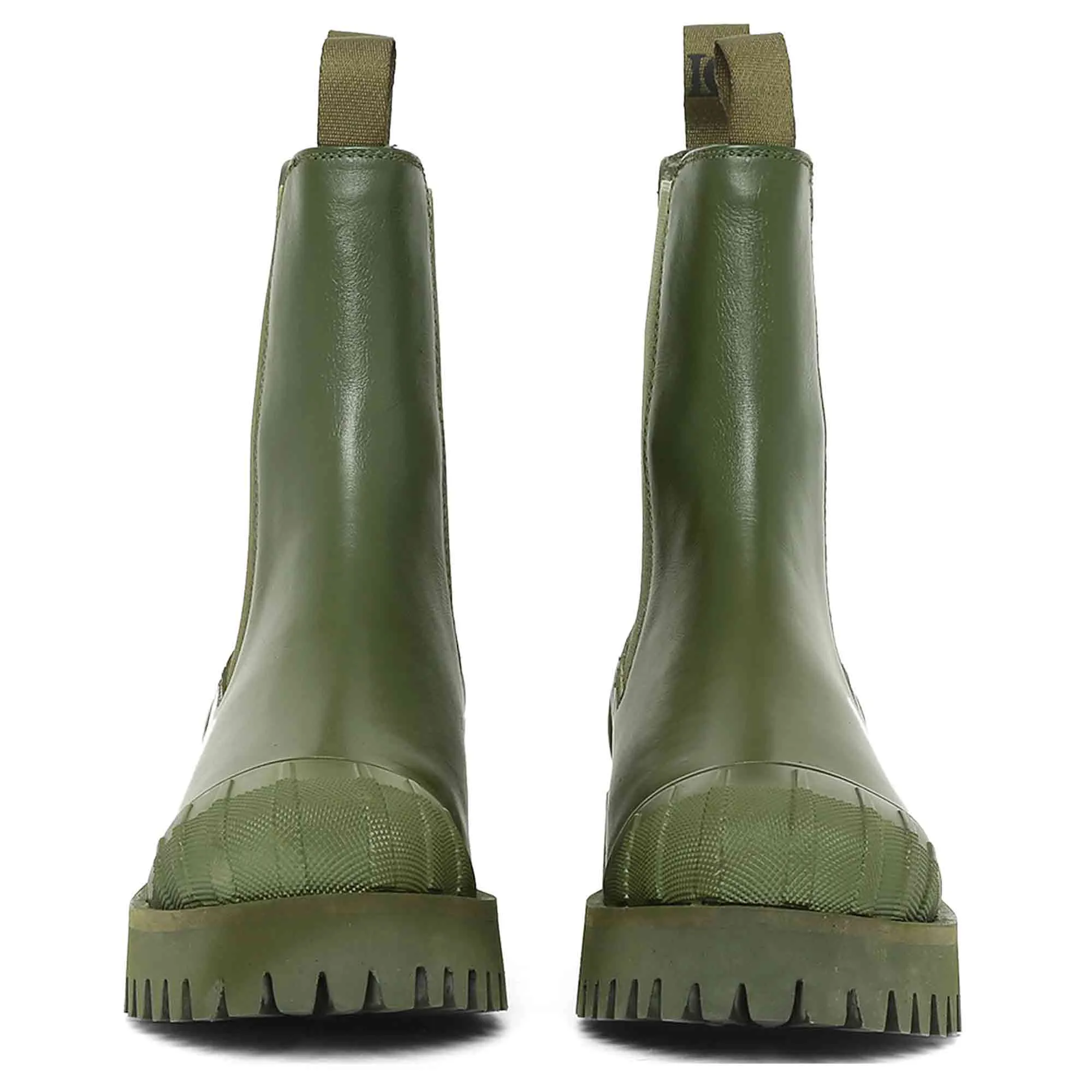 Saint Isla Green Leather High Ankle Boots