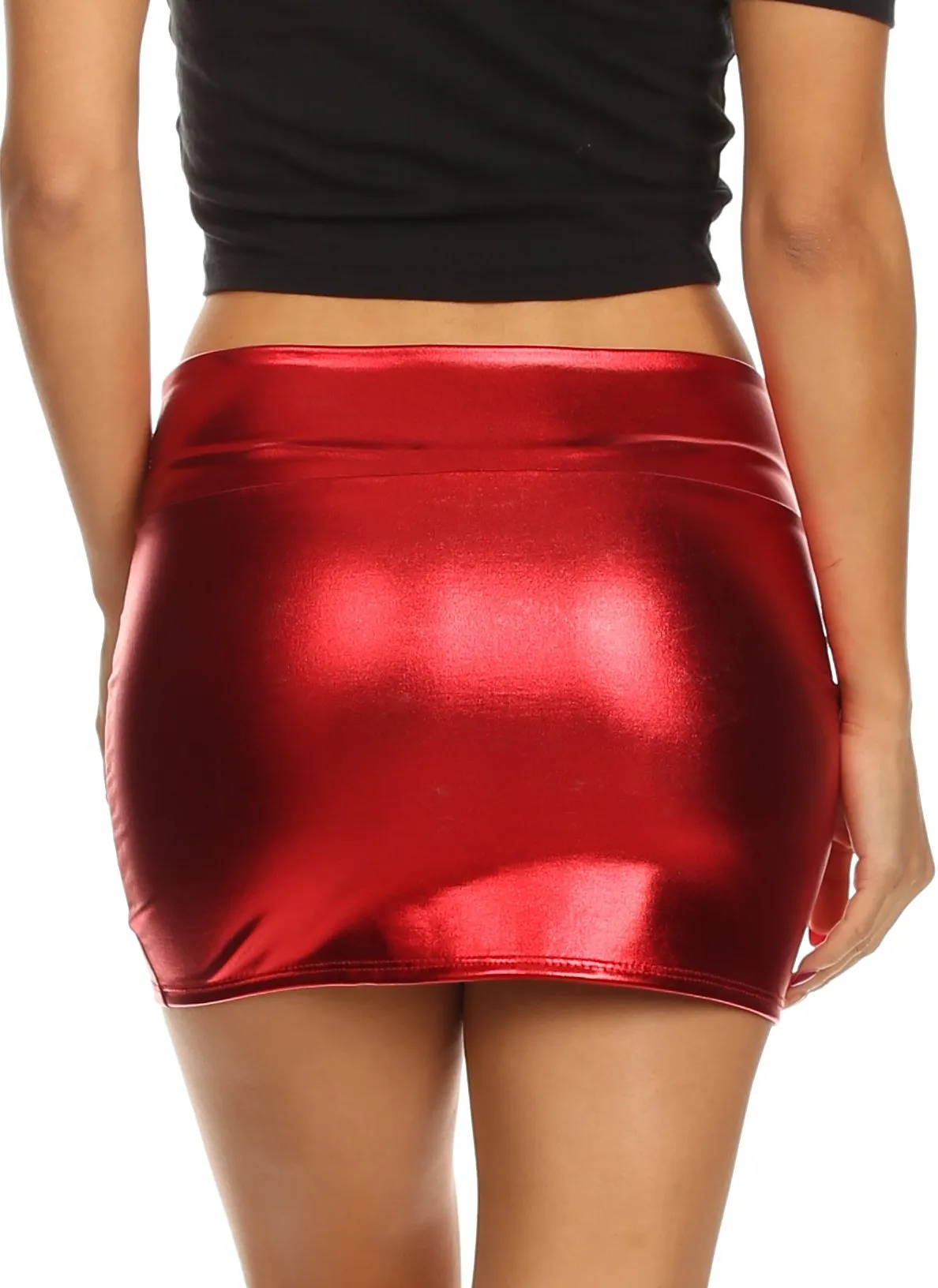 Sakkas Kaie Women's Shiny Metallic Liquid Wet Look Mini Skirt