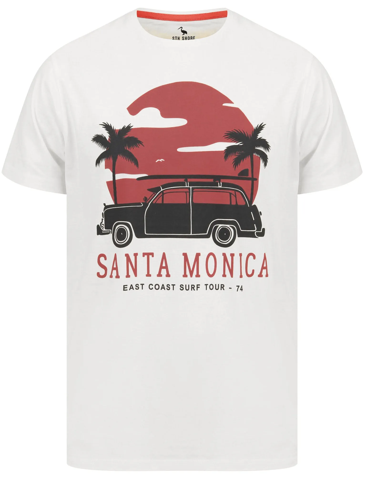 Santa Monica Motif Cotton Jersey T-Shirt in Snow White - South Shore