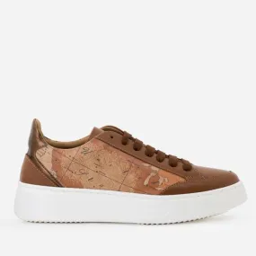 Scarpe Donna 1A Classe Alviero Martini Sneakers in Pelle Marrone con Inserti Geo Classic 0084