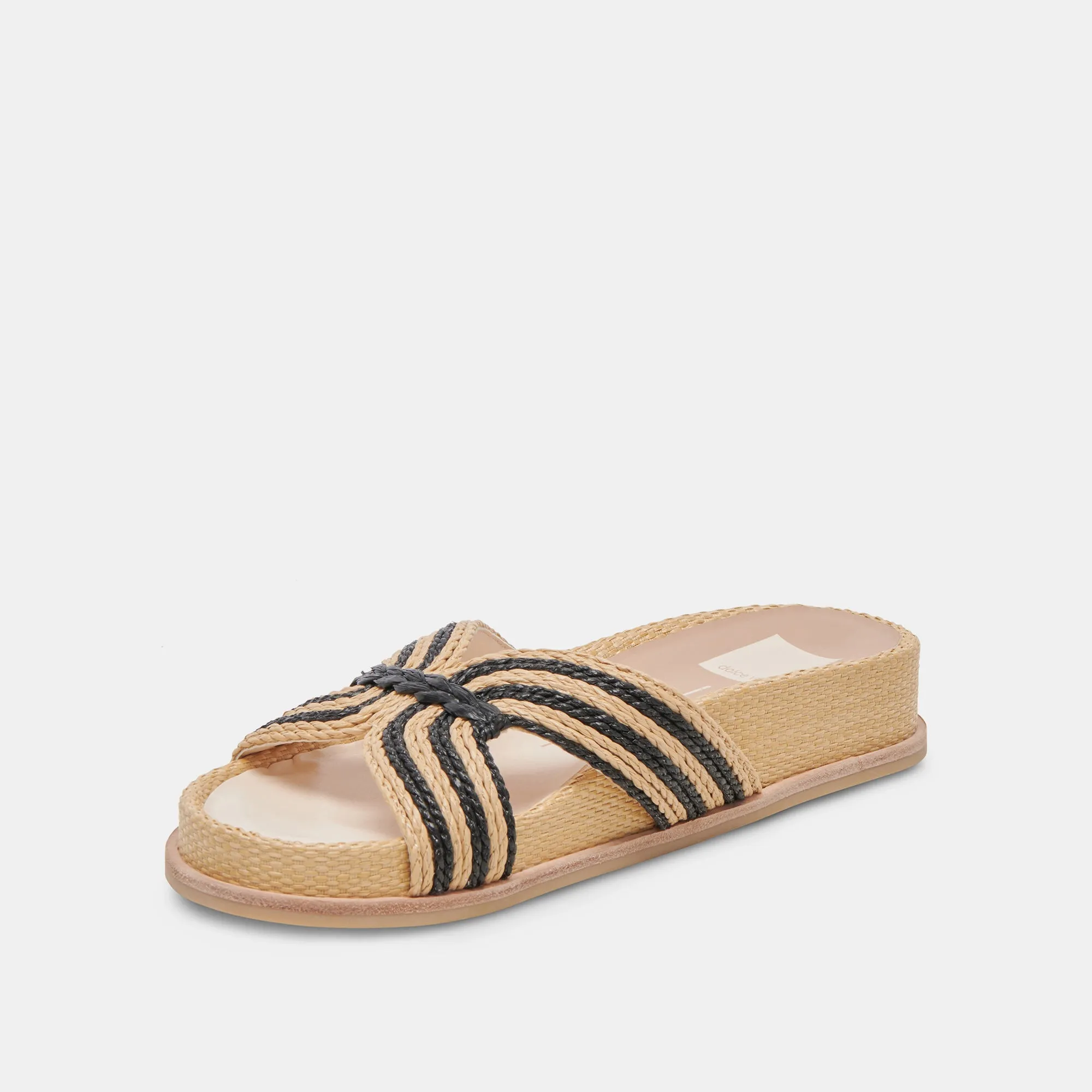 SELDA SANDALS NATURAL BLACK RAFFIA