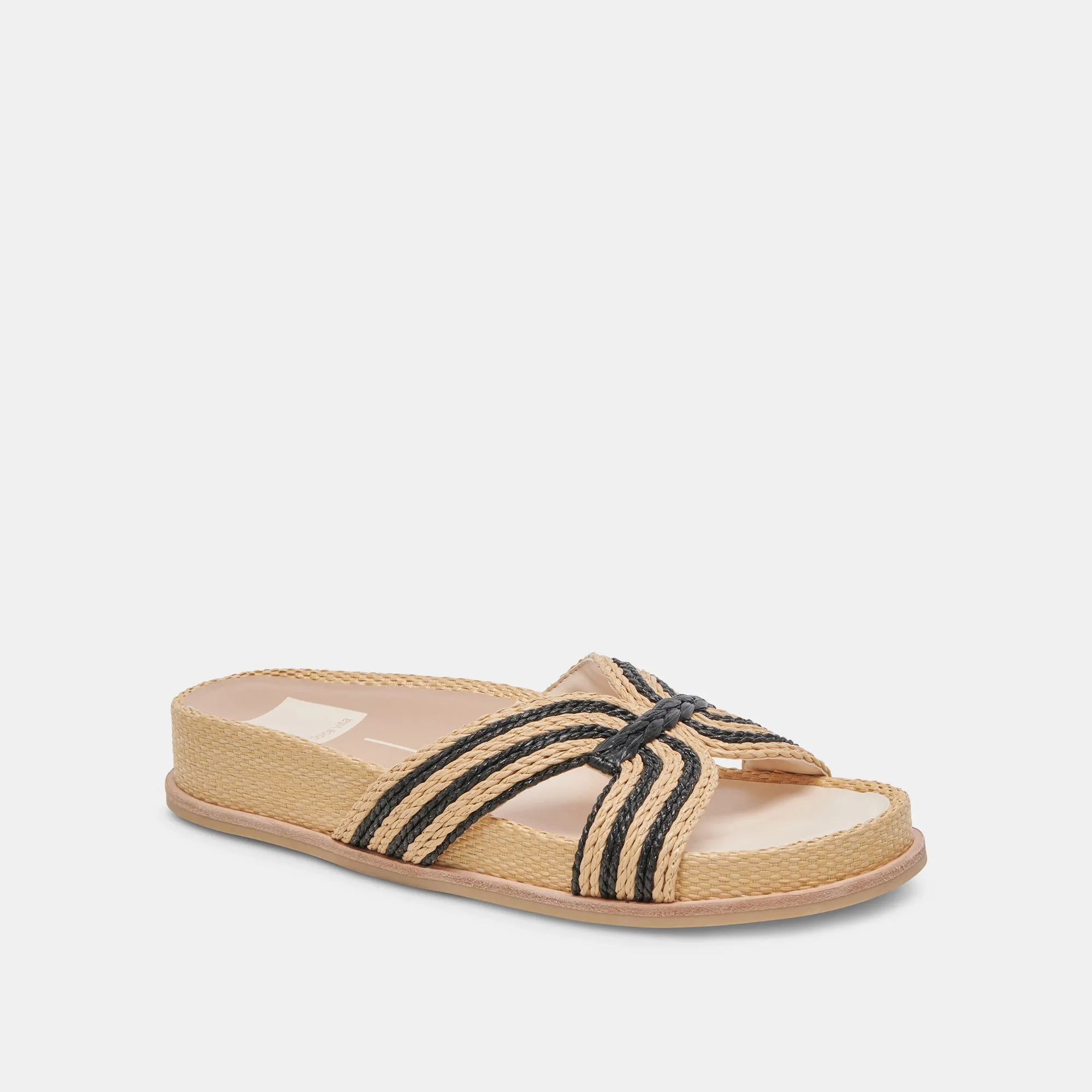 SELDA SANDALS NATURAL BLACK RAFFIA