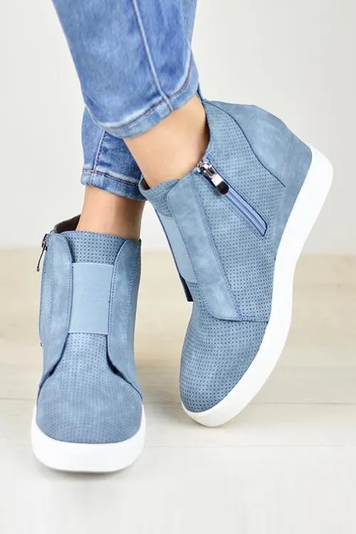 Side Zipper Sneakers Wedges