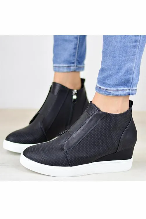 Side Zipper Sneakers Wedges