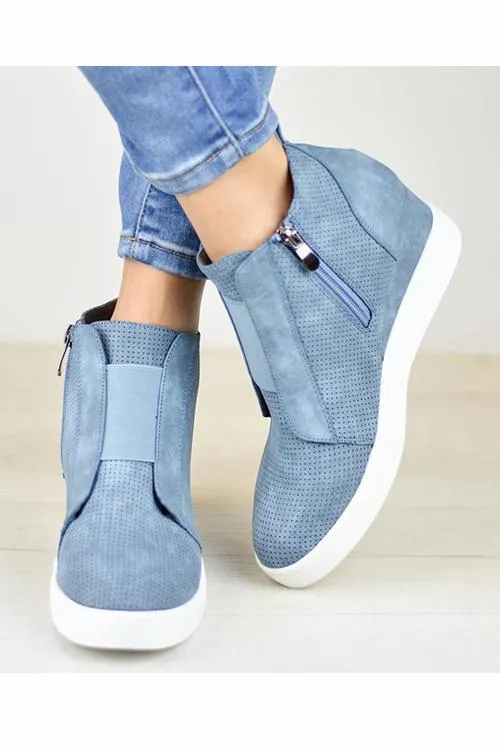 Side Zipper Sneakers Wedges